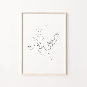 Woman Line Drawing PRINTABLE, Abstract Female Face, One Line Art, Minimal Face Drawing, Black And White, Sketch Art, Minimal Woman Print