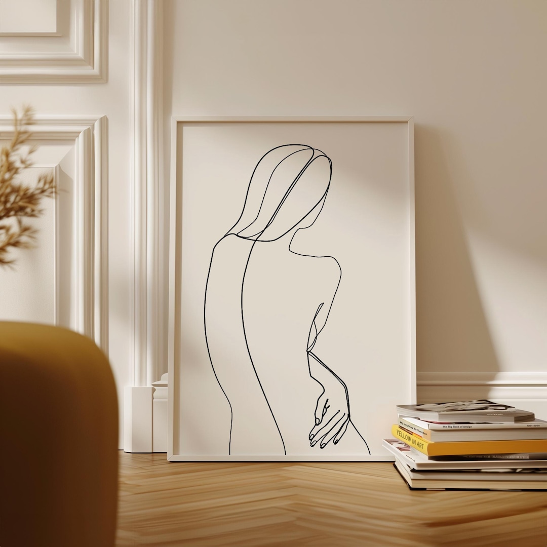 Abstract Woman Line Art Print: Minimalist Female Figure From Behind ...