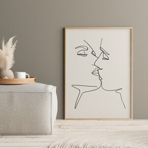 Couple art print, Tumblr Room Decor, Line Drawing Print, Minimal Couple Art, Black and White Wall Art, One Line Drawing, Scandinavian Print image 2
