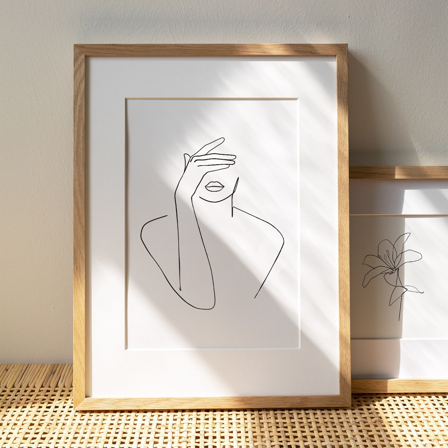 Hands and lips PRINTABLE, Minimal female face drawing, gifts for