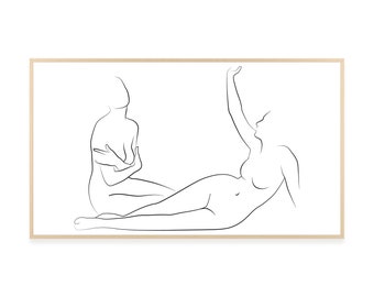 Samsung Frame TV Minimalist woman drawing, Nude woman line art, Silhouette art digital download TV art, Minimalist art for TV, Naked art