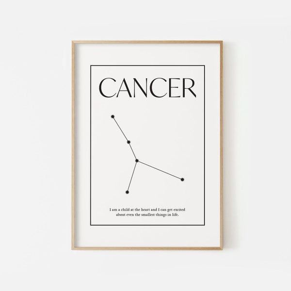 Cancer constellation printable wall art, Zodiac print, Cancer poster, Horoscope poster, Nursery wall decor, Cancer wall art, Minimalist art