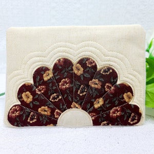 Quilted Mug Rug, Brown and Gold Floral Mug Rug, Mug Rug, Embroidered Mug Rug, Dresden Plate Mug Rug, Snack Mat, Floral Mug Rug
