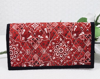 Quilted Checkbook Cover, Mandala Checkbook Cover, Red Checkbook Cover, Checkbook Register, Checkbook Cover, Red Check Cover Red Check Wallet