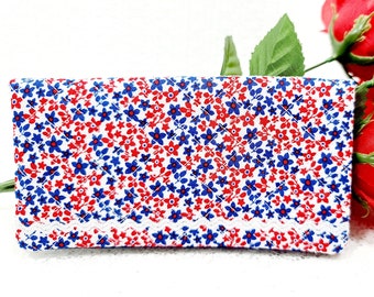 Quilted Checkbook Cover, Flag Quilted Checkbook Cover, Patriotic Checkbook Cover, Fabric Checkbook Register, Fabric Checkbook Wallet