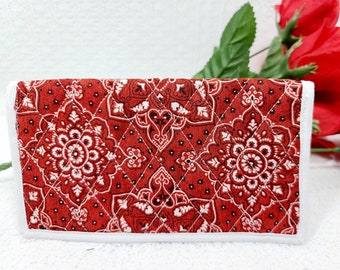 Quilted Checkbook Cover, Mandala Checkbook Cover, Red Checkbook Cover, Checkbook Register, Checkbook Cover, Red Check Cover Red Check Wallet