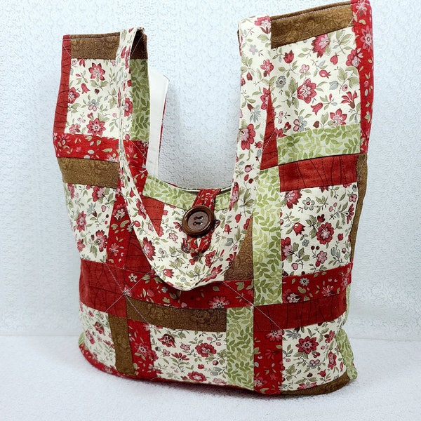 Quilted Purse, Quilted Bag, Quilted Shoulder Bag, Patchwork Multi-Color Handbag, Shoulder Handbag, Homemade Purses, Floral Shoulder Purse