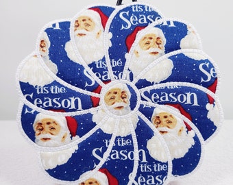 Tapete bordado para taza de Papá Noel: tapete para velas navideñas con remolinos