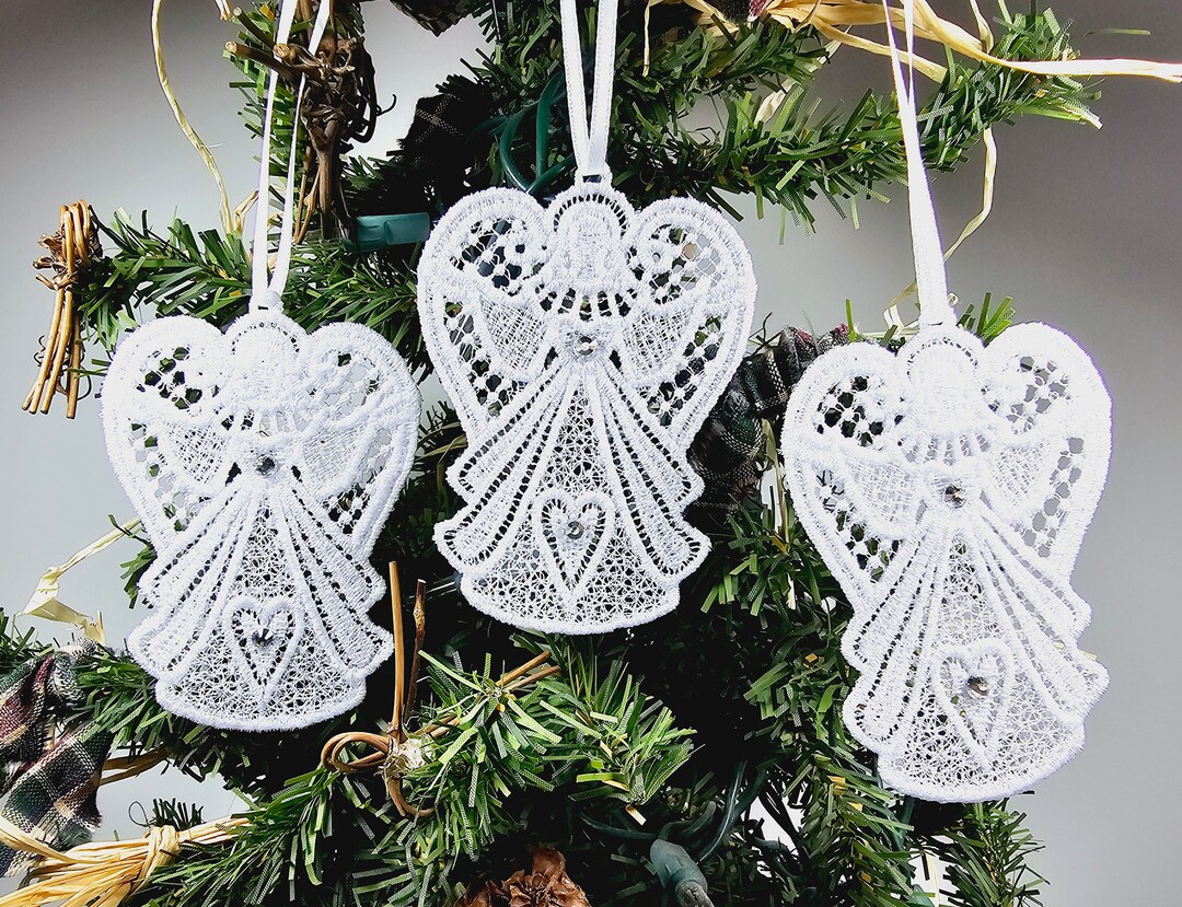 Lace Angel Ornaments With Rhinestones (set of 3) - Etsy