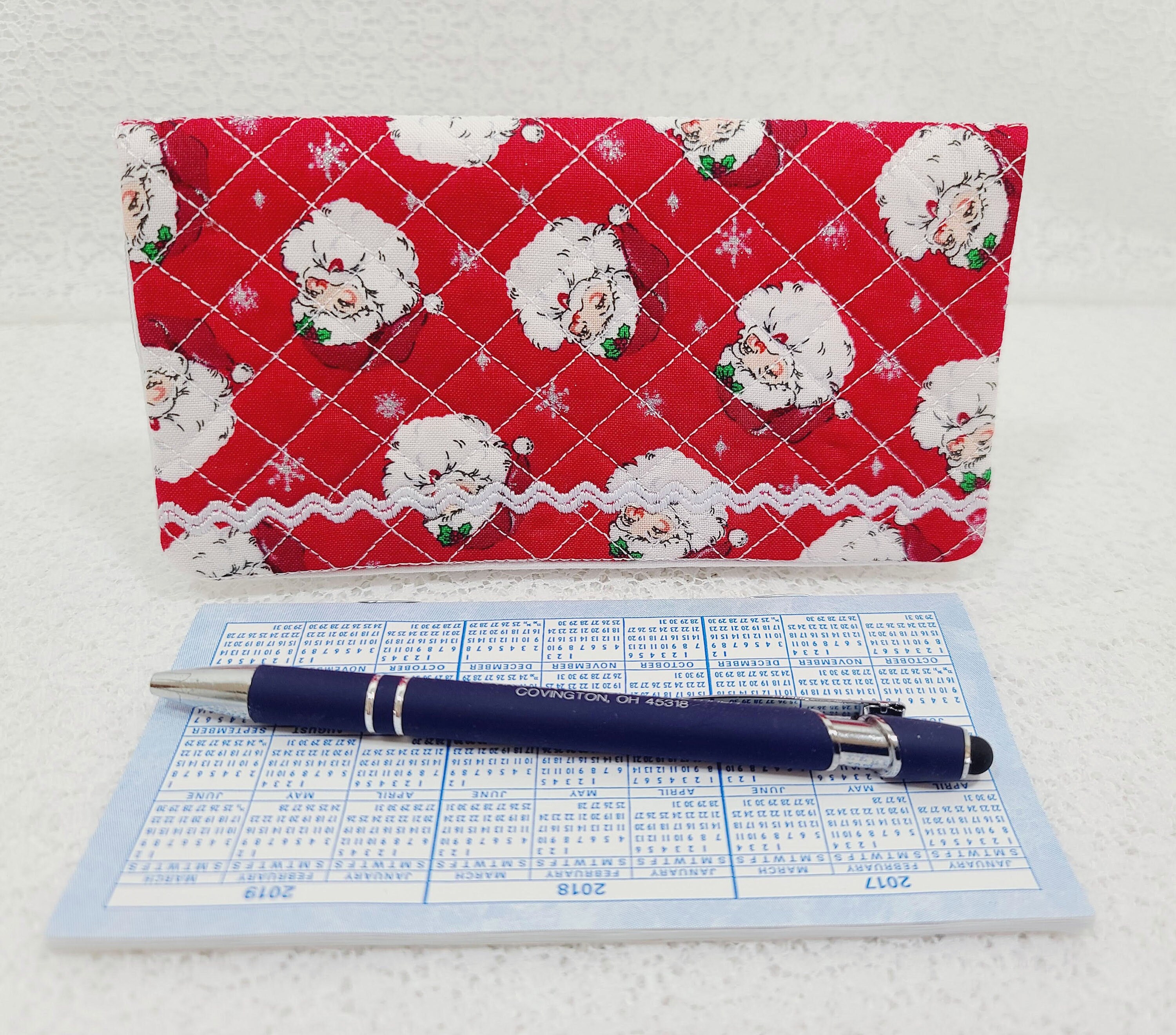 Quilted Santa Face Checkbook Cover: Cotton Fabric Holder - Etsy