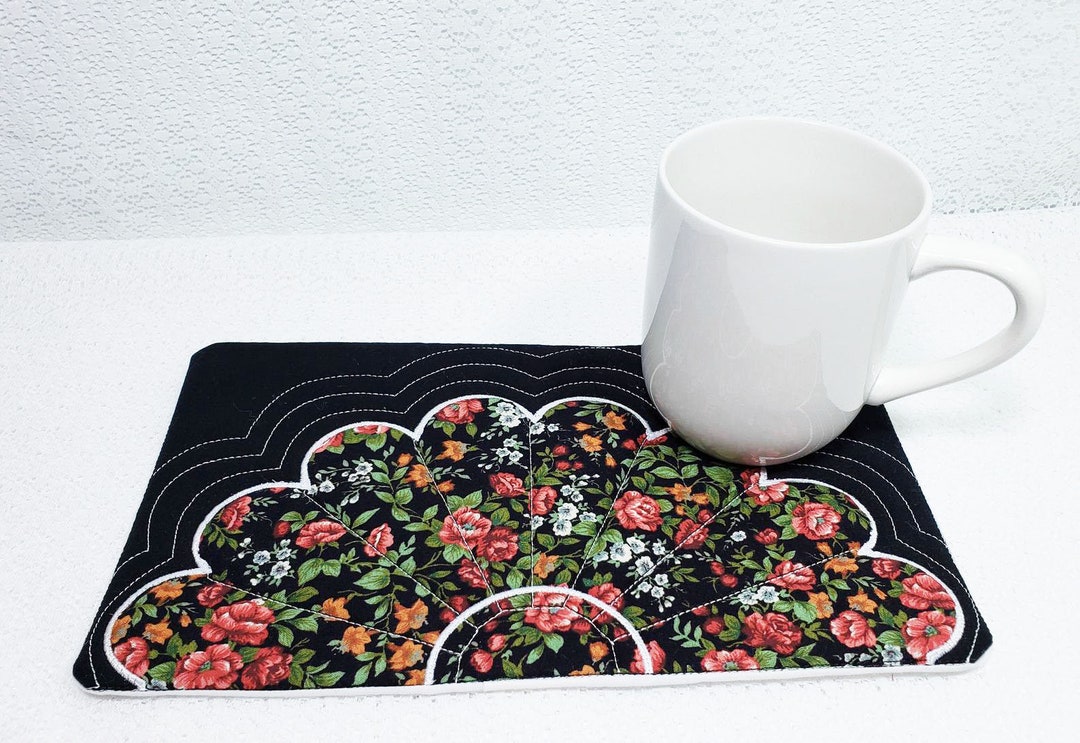 Oversized Rose Mug Rug: Embroidered Floral Snack Mat - Etsy