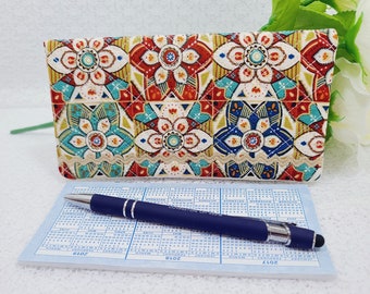 Floral Checkbook Cover, Embroidered Checkbook Holder, Checkbook Record, Checkbook Register, Fabric Checkbook, Mandala Check Cover