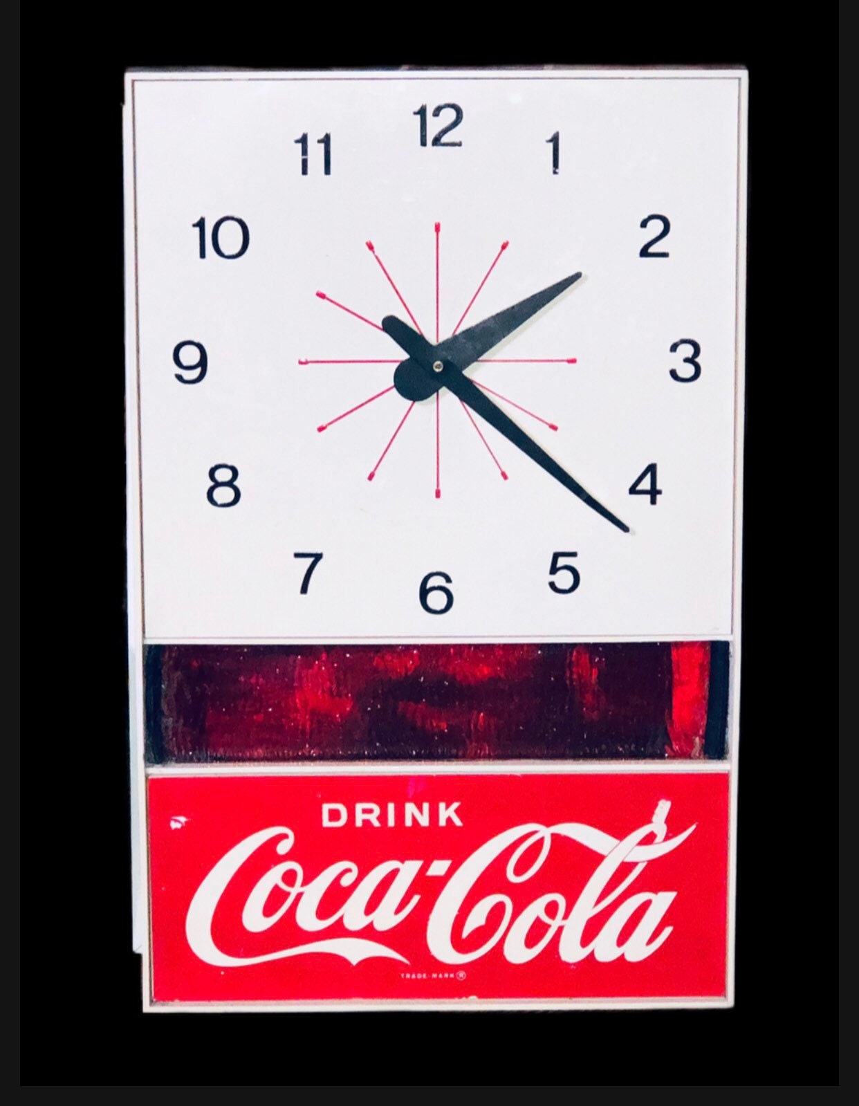 Vintage Genuine Cocacola Wall Clock With Red Stained Glass Etsy