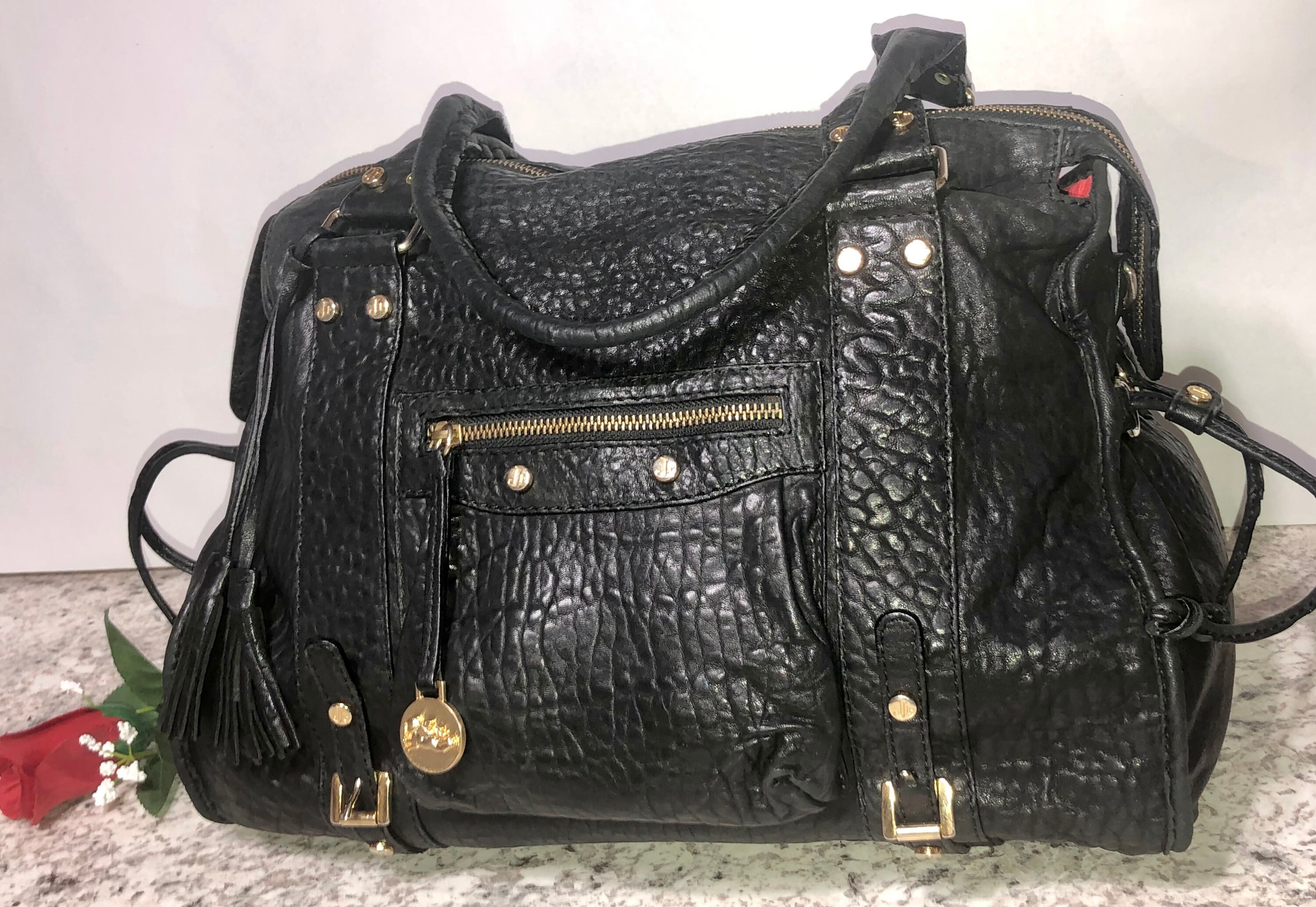 Black Leather Jenrigo Shoulder Bag Made in Italy Etsy