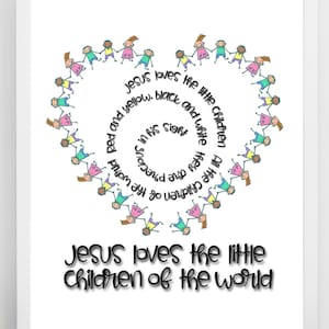 Jesus Loves the Little Children Digital Download Wall Art | Nursery Print |Jesus Loves the Children Sublimation PNG SVG