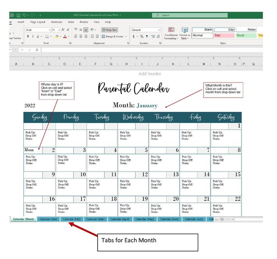 Calendrier Parents Divorcés 2023 2022 Parental Pick Up Drop Off Calendar Co Parenting Divorce | Etsy Canada