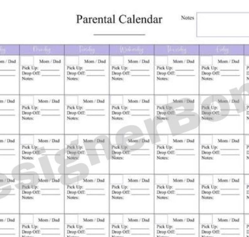 Microsoft Word Fully Customizable Co-parenting Calendar | Etsy