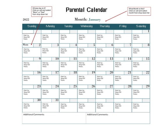 Calendrier Parents Divorcés 2023 2022 Parental Pick Up Drop Off Calendar Co Parenting Divorce | Etsy Canada