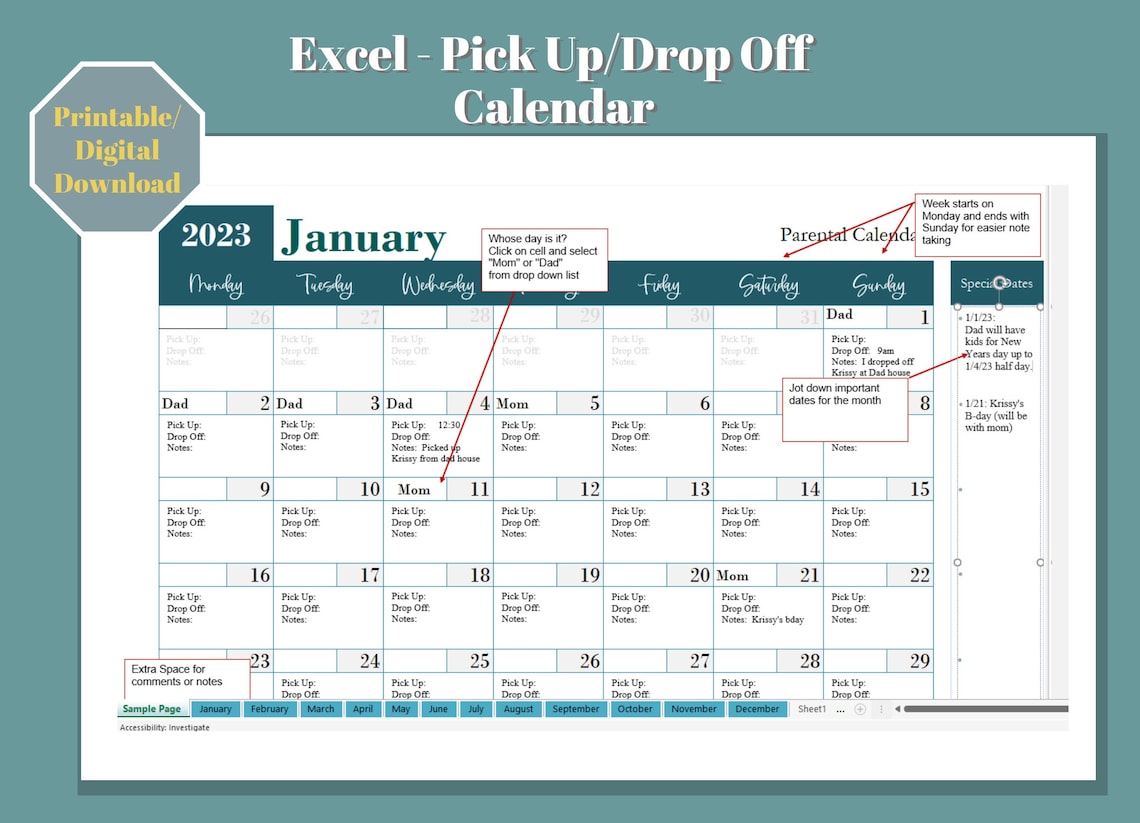 2023-parental-calendar-pick-up-drop-off-calendar-co-parenting-divorce-separated-printable-excel