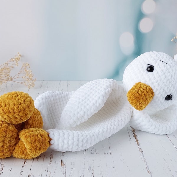 Crochet Duck Lovey Pattern, Baby Lovey Blanket, Crochet Duck Snuggler, Pattern Mallard Duck, Amigurumi Duck Security Blanket, Doudou. CM