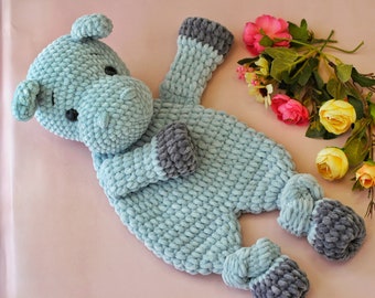 Modello Ippopotamo coccolato, Coperta di sicurezza per bambini ippopotamo, Animale all'uncinetto, Modello ippopotamo all'uncinetto, Amigurumi Lovey, Tutorial all'uncinetto in inglese, Ol