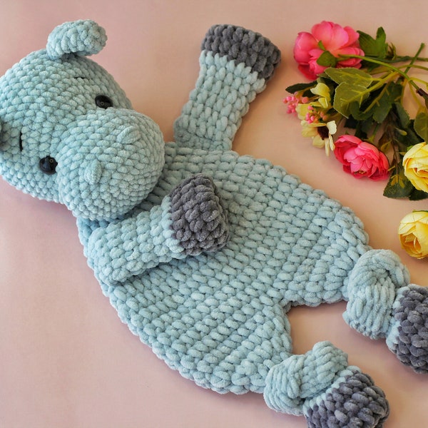 Modello Ippopotamo coccolato, Coperta di sicurezza per bambini ippopotamo, Animale all'uncinetto, Modello ippopotamo all'uncinetto, Amigurumi Lovey, Tutorial all'uncinetto in inglese, Ol