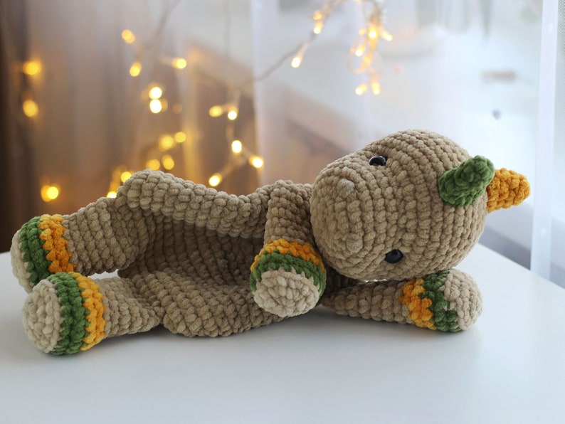 Dinosaur Comforter, Dinosaur lovey, Dinosaur pattern tutorial, Crochet lovey, Crochet dinosaur pattern,Amigurumi lovey pattern, Rag Doll, Ol image 3