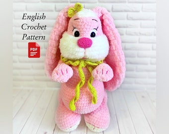 Patrón conejito Snuggler a crochet, Amigurumi Bunny Lovey, Patrón Plushie Bunny, PDF Tutorial Conejito en Inglés