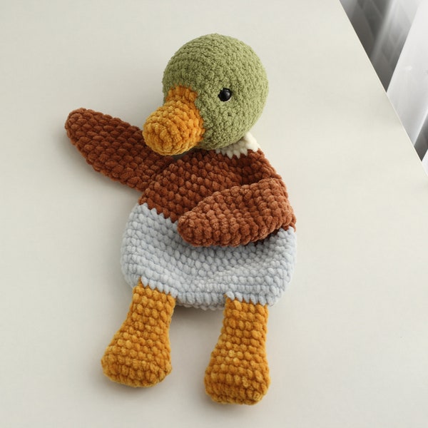 Crochet  Duck Lovey Pattern, Crochet Snuggler, Crochet Lovey Pattern, Baby Lovey Blanket, Crochet Mallard Duck, Ol