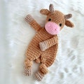 Crochet Snuggler Highland Cow Pattern, Highland Cow pattern,  Cow pattern tutorial, Amigurumi lovey pattern,  Lovey toy pattern Rag Doll, OL product logo