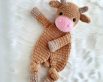 Crochet Highland Cow Snuggler Pattern: Amigurumi Lovey (PDF