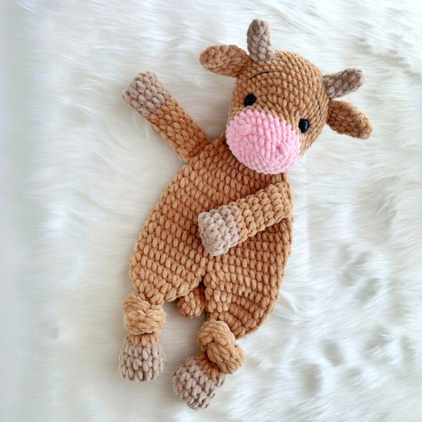 Haak Snuggler Highland Cow patroon, Highland Cow patroon, koe patroon tutorial, Amigurumi lovey patroon, Lovey speelgoed patroon Rag Doll, OL