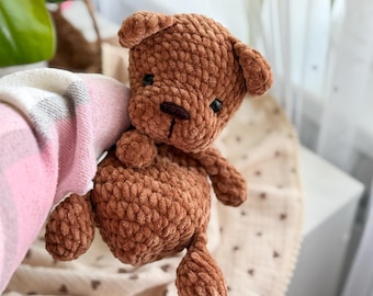 Crochet Bear Snuggler Pattern: No Sew Knotted Lovey (PDF Pattern)