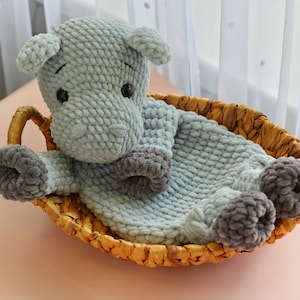 Hippo Snuggler Pattern, Hippo Baby Security Blanket, Crochet Animal, Hippo Crochet Pattern,Amigurumi Lovey, Crochet Tutorial in English, Ol image 4