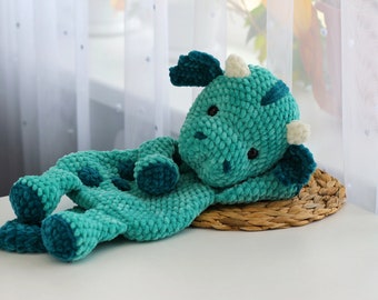 Sea Dragon Lovey, Crochet Dragon Pattern, Dragon Security Blanket, Crochet Sea Monster, Dragon Snuggler, Dragon amigurumi toy in English, Ol