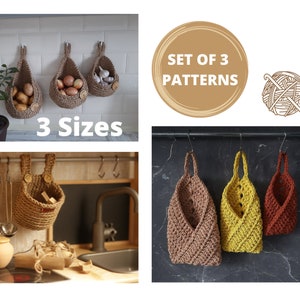 Wall hanging crochet basket pattern  | Storage basket tutorial |Rustic home organization | Basket DIY | Kitchen storage |Teardrop planter JB
