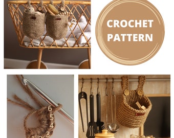 Crochet  basket pattern , Crochet home decor pattern , wall hanging jute basket, toys organizer, storage basket , nursery storage , JB