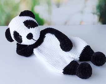 Pattern Crochet Animal Panda, Baby Panda Comforter, Crochet Snuggler Toys, Rag Doll Pattern, Amigurumi Panda Lovey, Tutorial in English. CM