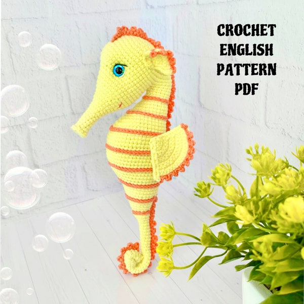 Crochet seahorse pattern , Amigurumi ocean , Seahorse pattern tutorial , Crochet Sea Creature