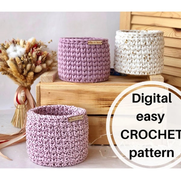 SUPER easy DIY Crochet basket Pattern, Crochet Planter Pattern, small storage crochet basket Pattern, pdf video Crochet basket pattern. CBD