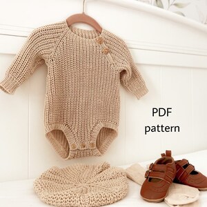 Knitting Pattern Baby Cozy Romper, PDF, Knit Pattern Bodysuit. BM ...
