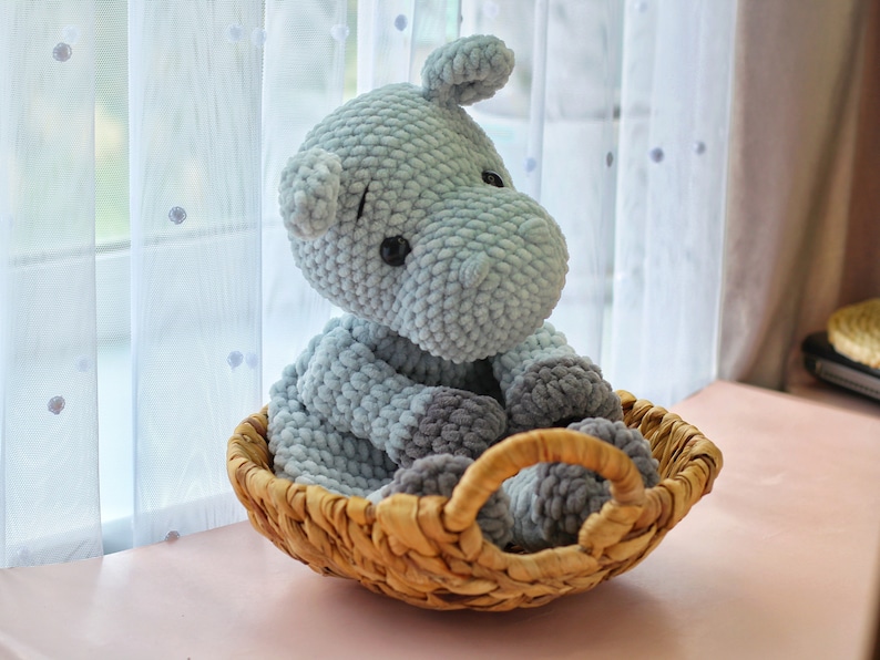 Hippo Snuggler Pattern, Hippo Baby Security Blanket, Crochet Animal, Hippo Crochet Pattern,Amigurumi Lovey, Crochet Tutorial in English, Ol image 3