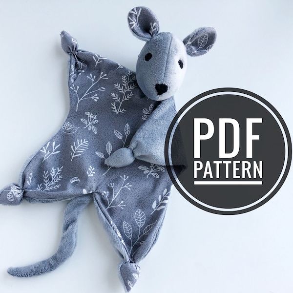 Baby lovey sewing pattern, lovey for baby PDF, mouse lovey pattern, plush baby toy pdf, security blanket pattern, doudou PDF baby shower XMD