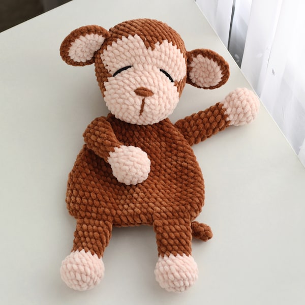 Crochet PATTERN monkey, Monkey Snuggler, Monkey lovey pattern, Stuffed Monkey plush pattern, Monkey Crochet Tutorial, Ol