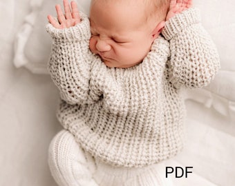 Knitting pattern for baby, knit pattern baby sweater, newborn knit pattern, PDF. BM