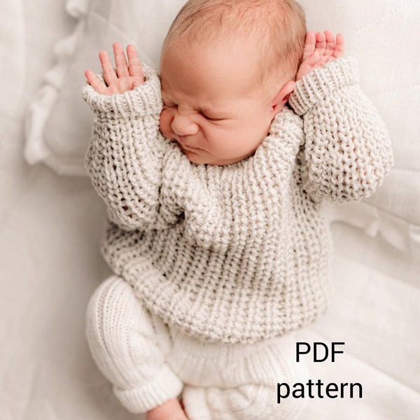 Patron tricot pour bébé, patron tricot pull bébé, patron tricot naissance, PDF. BM