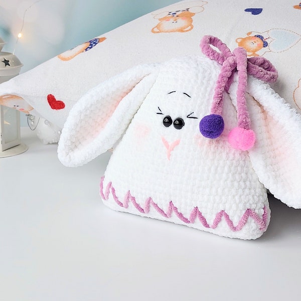 Crochet bunny lovey, rabbit plush, lovey toy patterns, soft crochet toy, snuggler bunny pattern, bunny pillow crochet, soft toys. CM