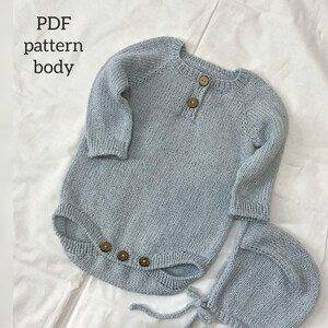 Knitting pattern for baby, Baby Romper Knitting Pattern, Knitted body, PDF Pattern, Baby Bodysuit knit pattern, Knitted Romper, Baby Knit BM