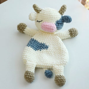 Crochet cow lovey pattern, Cow pattern tutorial, Cow Baby Security Blanket, Cow Lovey crochet toy, Amigurumi comforter pattern, Ol