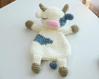 Crochet cow lovey pattern, Cow pattern tutorial, Cow Baby Security Blanket, Cow Lovey crochet toy, Amigurumi comforter pattern, Ol